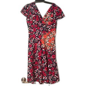 Draper James Floral Short Sleeve Dress Womens Size Medium Red Blue Black